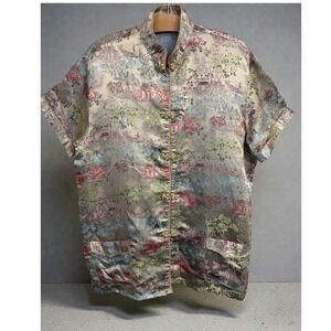 Double Peach Kimono Style Top Asian Satin  Women's plus size XXL 2XL